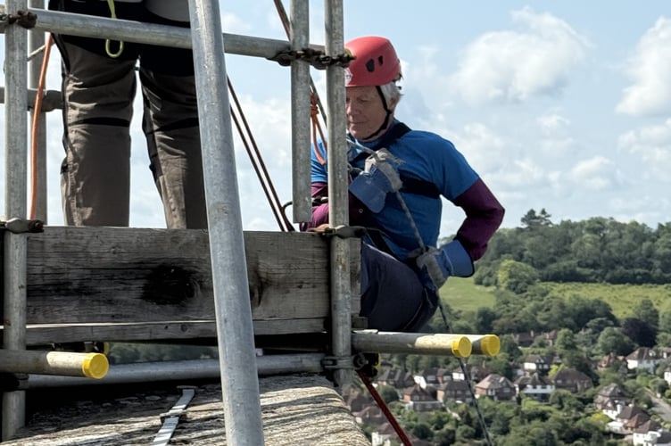 Bishop Andrew Abseiling at Guildford Cathedral 14 June 2025