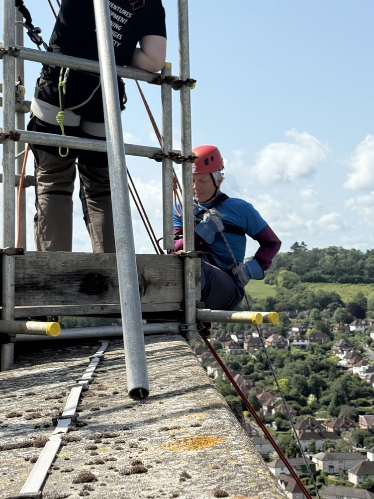 Bishop Andrew Abseiling at Guildford Cathedral 14 June 2025