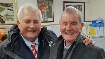 Geoff Chapple, left, and Shaun Woods, Laithwaite Community Stadium, Woking, 2019.