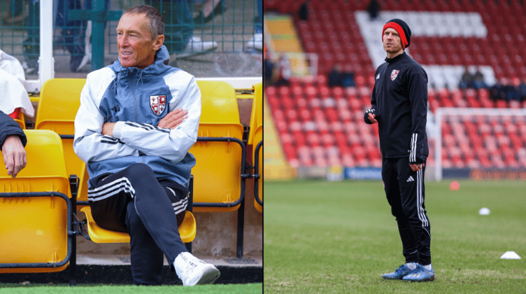 John Keeley, left, and Craig Mackail-Smith, Woking FC, 2024-25.