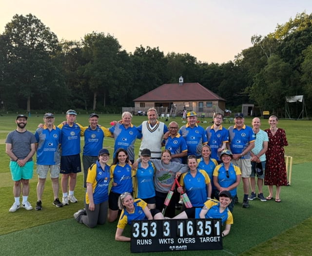 Cricketers remember not to run in fun match at Pirbright
