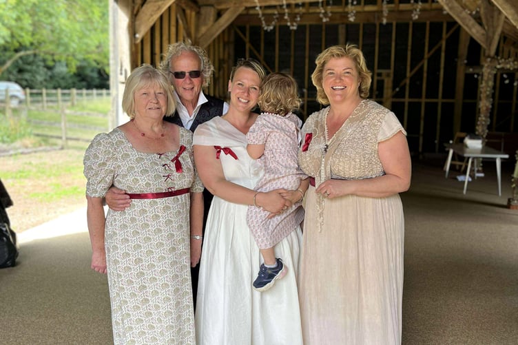Four generations of Austen descendants – Carol and Jeremy Knight, with granddaughter Millie, great granddaughter Pea and daughter Caroline Jane Knight