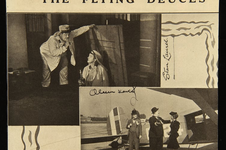 The Flying Deuces, signed by legendary comic double Oliver Hardy and Stan Laurel.