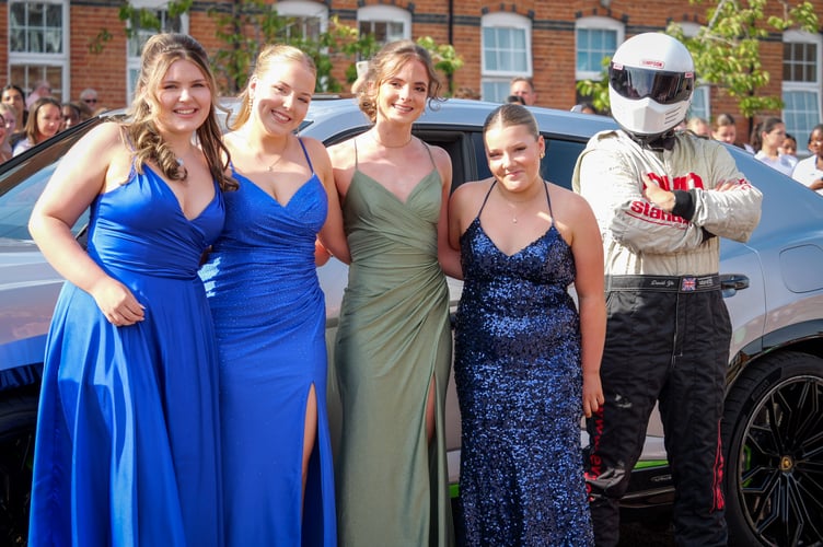 Driven by The Stig in a high performance car, Darcey Bailey, Kate Brazendale, Jessica Murphy and Isabelle Allison
