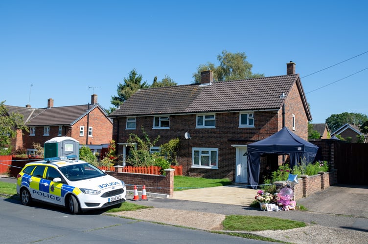 Police outside the home to Sara Sharif where her body was found at home on August 10 after her father fled the UK, Woking, Surrey 4th September 2023