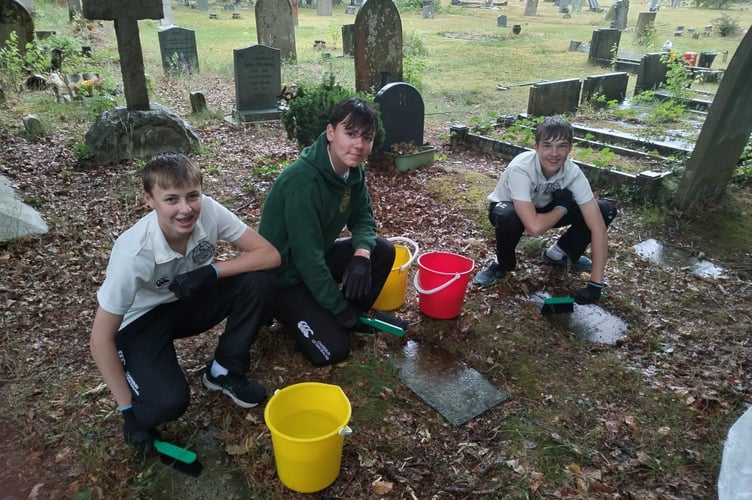 Students helped clean the church and tidy the graveyard, where many former Gordon’s pupils are buried