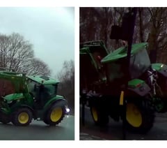 Video of tractor taking Knaphill corner on two wheels goes viral