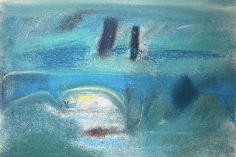 Haniya’s painting, Blue Bridge Falling, inspired by Monet’s London smog scenes, now on display at the Royal Academy