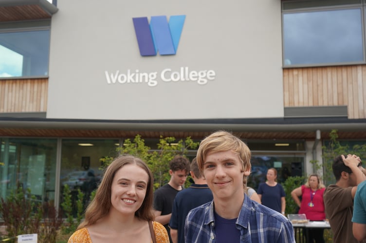 Sarah and Peter are off to Oxford after achieving top marks at Woking College