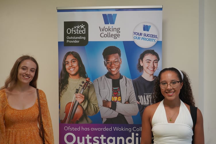 Sarah and Harmony from Woking College going to their first choice Universities