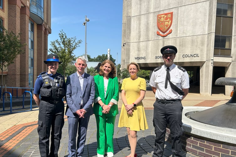 Policing Minister Dame Diana Johnson visited Woking alongside Borough Commander Inspector Ed Lyons, Police and Crime Commissioner Lisa Townsend, and Woking MP Will Forster