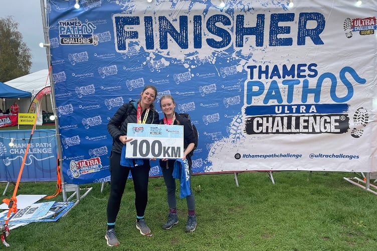 100KM COVERED: From left, Tiffany Gilling and Lucy Tyler. They were among nine staff from the Guildford office of UK top 10 accountancy and business advisory firm Azets taking part in the Thames Path Ultra Challenge