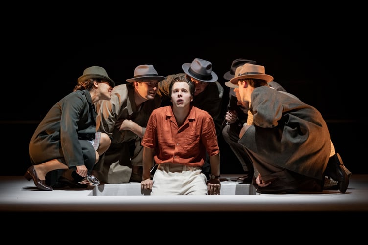 Ed McVey, centre, as Tom Ripley in The Talented Mr Ripley.