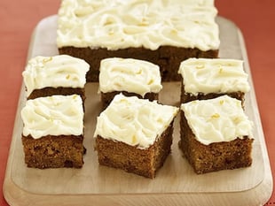 Turn leftover Halloween pumpkin into a tray bake