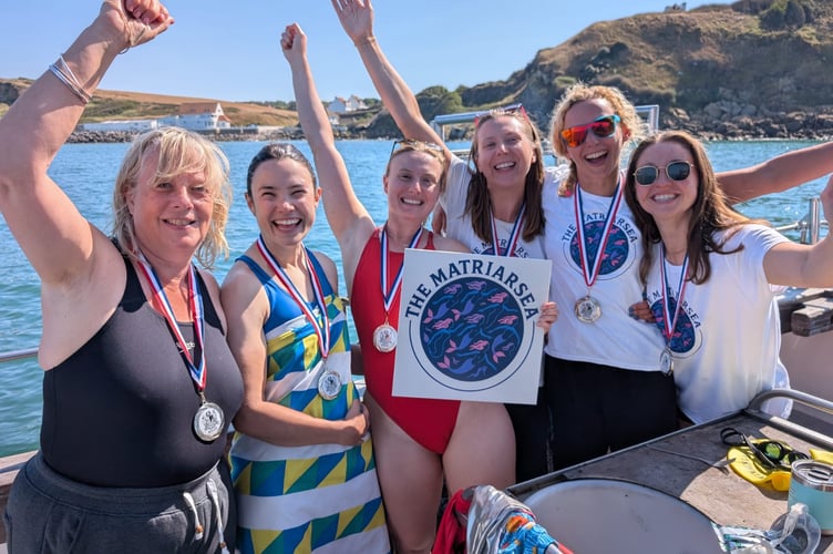 Brigitte Suggitt, Chloe Norton-Lamb, Laura Suggitt, Briony Davies, Emily Varley, Sian McGuinness – which you can probably spot from the surnames means I was swimming with my mum (Brigitte) in memory of my brother (Henry).