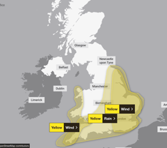 Yellow wind and rain warning for South East