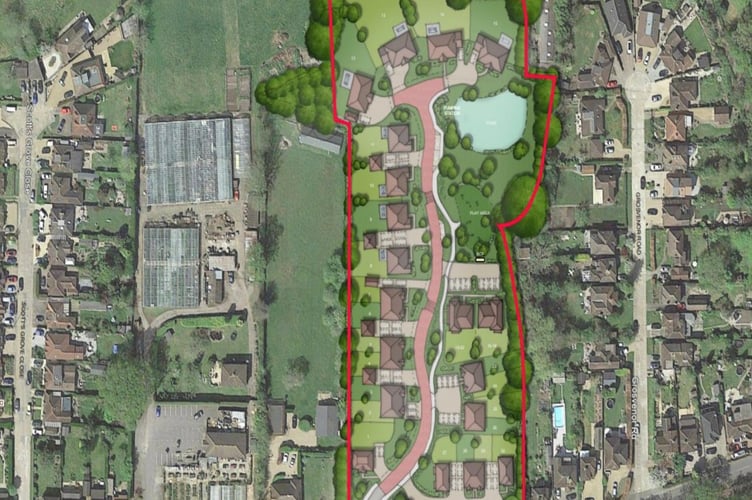 Indicative plans for 30 homes on former Chobham nursery site (image SHBC)
