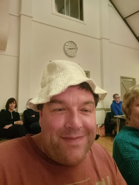 Jon Andrews enjoying The Good Old Days music hall show at Pyrford Village Hall