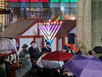 Crowds gather to honour historic menorah lighting