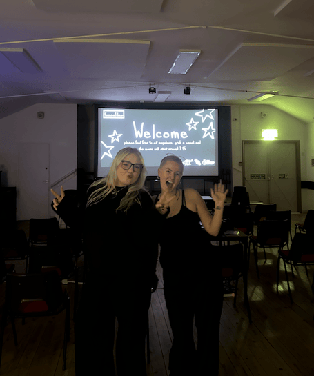 Laura Jarman (right), founder of Femme Films, with one of her volunteers ahead of a screening at St Catherine’s Village Hall in Guildford