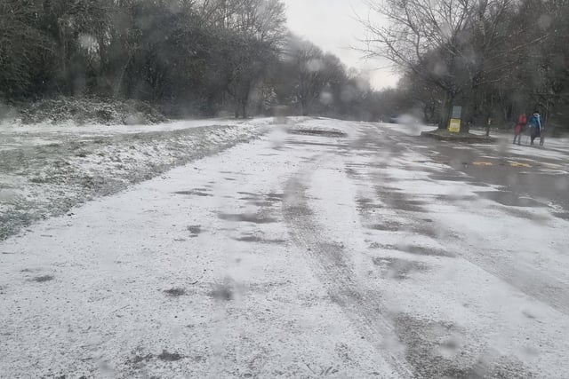 Newlands Corner in the snow and getting into a scrape with ice