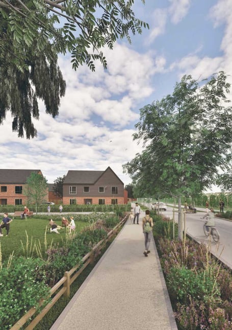 Illustrative view of the site for proposed development for land at Manor Farm in The Street, Tongham.