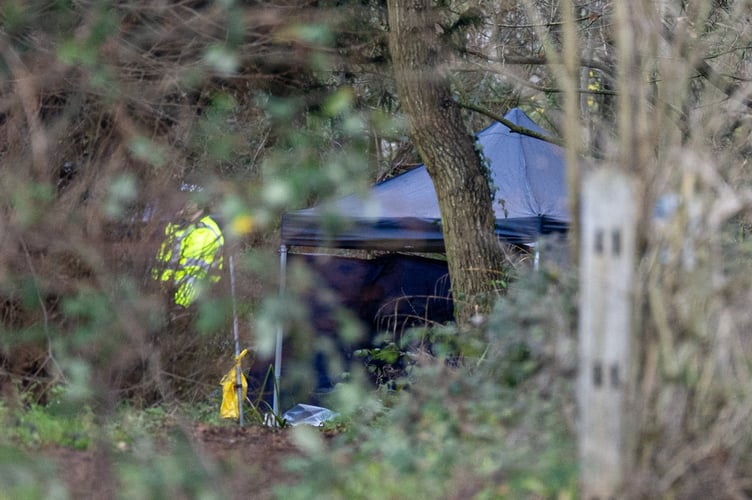 Police at the scene of murder investigation that has been launched following the death of a teenage boy in Guildford, Yesterday in Stoke Park at 18:10, Guildford Surrey, 20th January 2026 // A murder probe has been launched following the death of a teenage boy in Guildford. Emergency services were called to reports of a stabbing in woodland off Lido Road in Stoke Park - near to Guildford College - at around 6:10pm last night (Mon). Despite their best efforts a teenage boy died at the scene, Surrey Police said. An investigation is now underway. No arrests have been made.