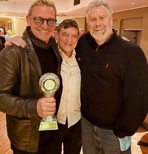 Left to right: Michael McKell, James Osborne and Darren S. Cook with national Film award
