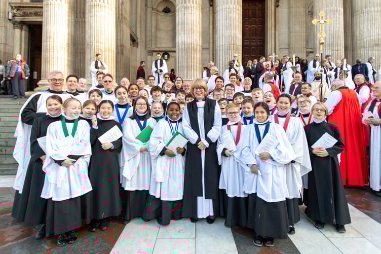 The Archbishop of Canterbury with choir members.