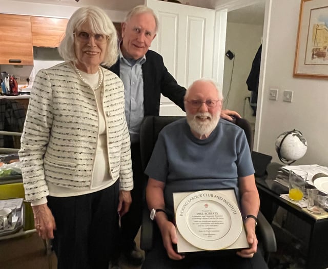 Labour club's tribute to Mike for decades of stalwart service