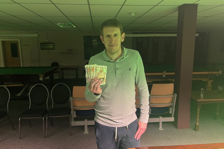 Ian Rose pocketed £180 in prize money after beating Carl Davies 2-1