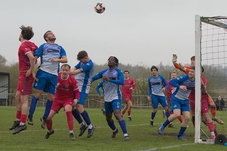 Action from Knaphill's 2-0 win at Eversley & California (Photo: Nicola Mylles)
