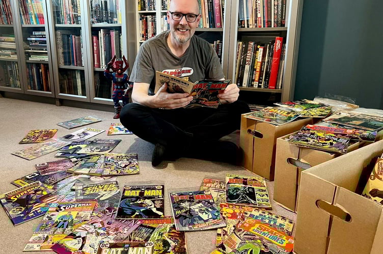Comic book-obsessed Nigel Kitching with some of his comics. // A lecturer with a lifelong obsession with comic books spanning over six decades is putting his collection on sale - expecting to rake in over £62k. Nigel Kitching says he was given his first comic books before he could even read by an employee on his dad's farm, which set him up for a lifetime obsession. The 66-year-old's comic fascination eventually saw him write them himself, working in the industry for over 20 years before creating and lecturing a Master's degree in Comics. However, after moving house and deciding he needed to refine his collection, dad-of-two Mr Kitching has finally decided to sell most of his collection. Divided into 340 separate lots, the collection of more than 6,000 comics spans back to the early 1960s and includes rare first appearance issues for Iron Man, X-Men and the Fantastic Four. The collection is expected to sell for a collective total of more than £62,000.
