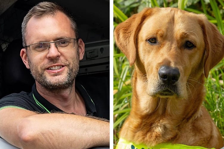 Paul Hellewell of Ovenu Woking and Guide Dog Ralph. Credit: Paul Hellewell