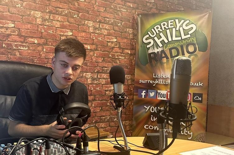 Lee Roake presenting the Feel Good Show on Surrey Hills Community Radio, part of the family’s fundraising story for VICTA – credit Lee Roake.