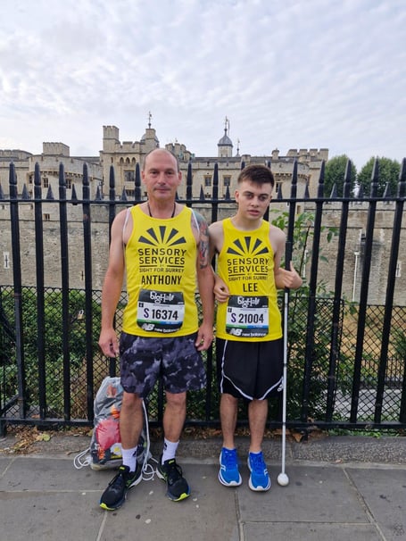 Anthony Roake and his son Lee, pictured as Anthony prepares for his three-marathon fundraising challenge in support of VICTA – credit Lee Roake.