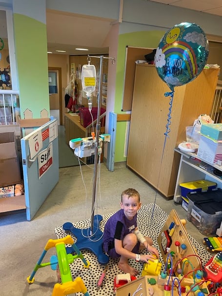 Arlo playing in hospital
