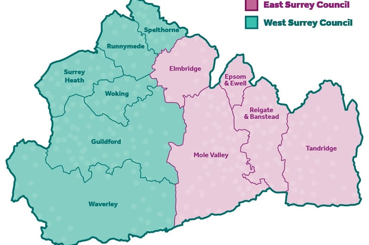 East and West Surrey map.
