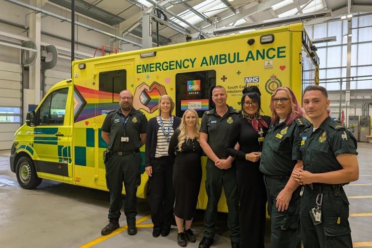 The unveiling of South East Coast Ambulance Service's new Pride ambulance.