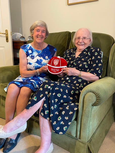 Pru Carter presenting the cap to Marjorie Daniel (Photo: Peter Carter)