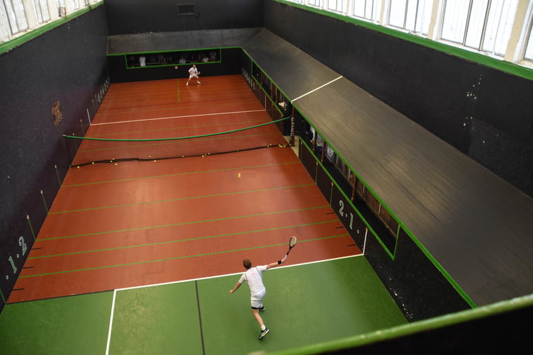 The Royal Tennis Court during the 2024 Champions Trophy, Hampton Court Palace.