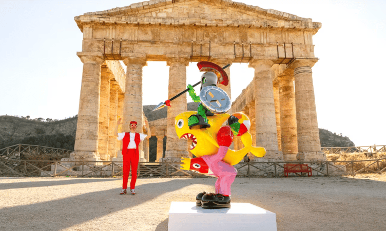 Philip Colbert's Lobsteropolis in Erice at The Archaeological Park of Segesta on Sicily.