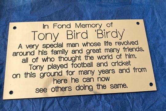 Tony Bird plaque
