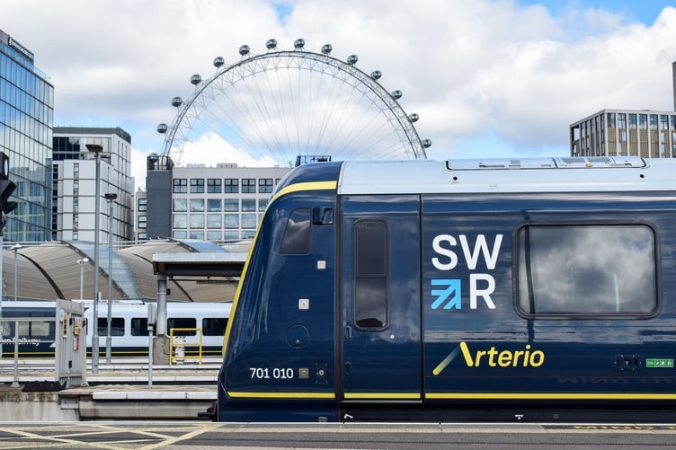 The Arterio SWR train at London Waterloo station.