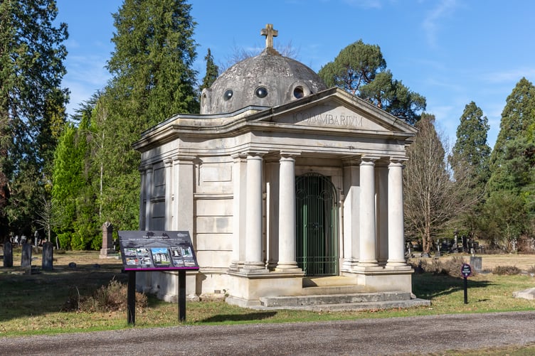 The Columbarium mausoleum at Brookwood Cemetery.