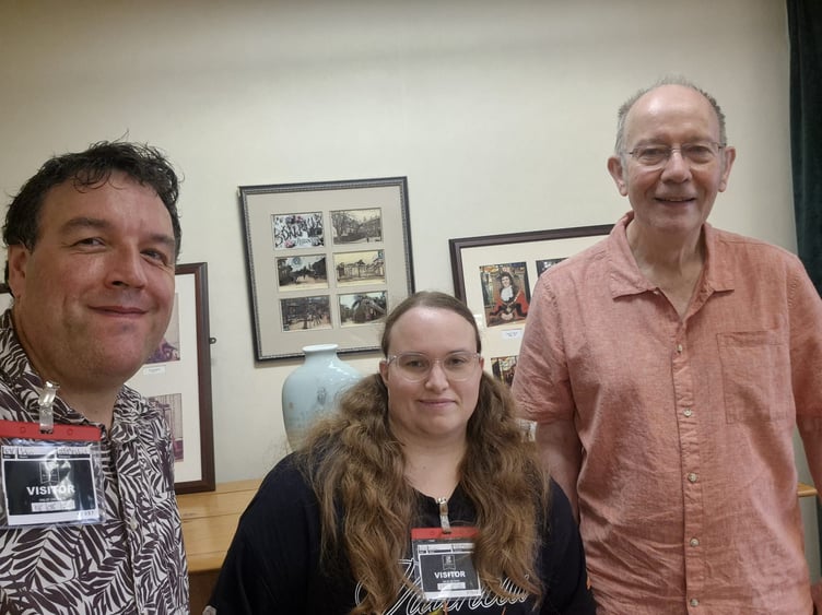 Jon Andrews and Emma meet Woking Mayor Councillor Rob Leach at Woking Borough Council offices to record an interview for Radio Woking. Picture: Jon Andrews