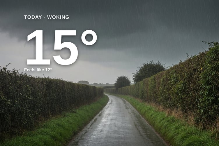 Woking weather: heavy rain Saturday with rain expected and a high of 13°C