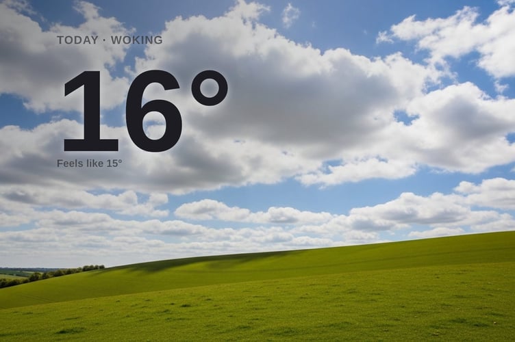 Woking weather: partly cloudy Thursday with little chance of rain and a high of 16°C