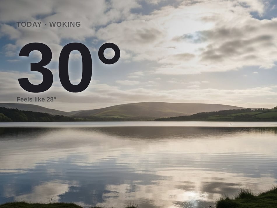 Woking: partly cloudy, high of 30°C